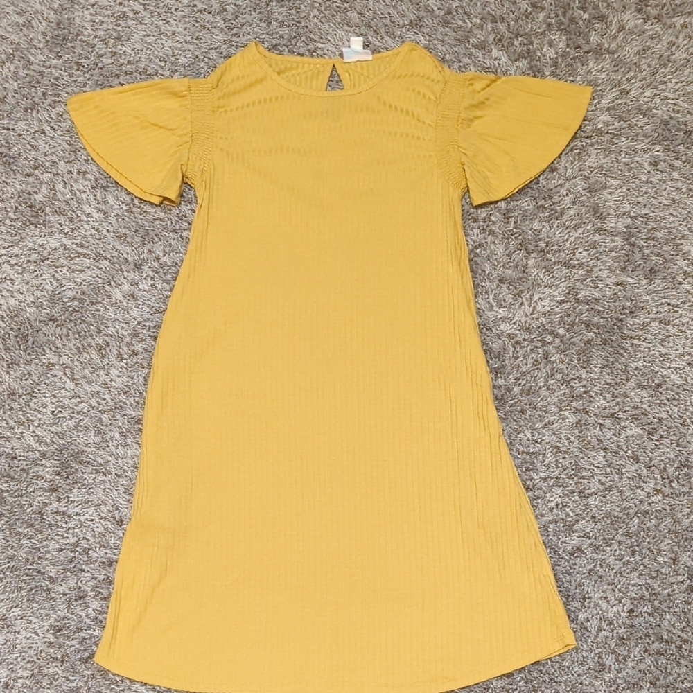 Yellow Flutter Sleeve Kids Dress